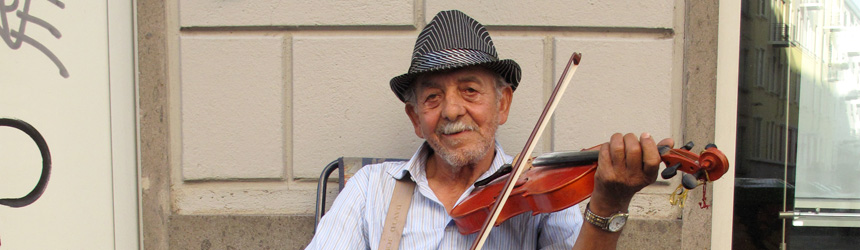 Striped Hat and a Red Violin