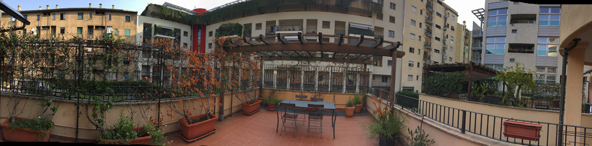 Panorama view of my terrace and the surrounding condo/apartments.