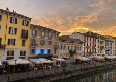 The view from my balcony, looking out along the "Naviglio Grande", the Grand Canal.