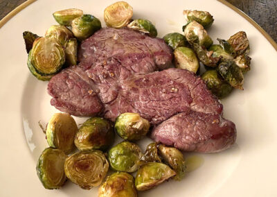 Filet with roasted brussels sprouts