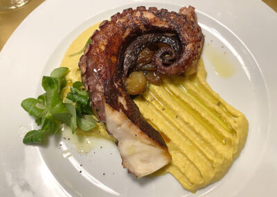 Octopus tentacle with garbanzo puree