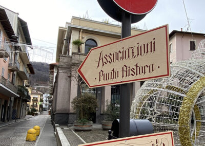 Signage in the main piazza of Stresa